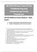 NR 602 Primary Care Of The Childbearing And Childrearing Family Practicum |NR 602 Midterm Exam Week 4 – Real Exam