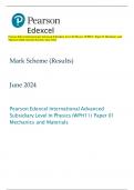 Pearson Edexcel International Advanced Subsidiary Level In Physics (WPH11) Paper 01 Mechanics and  Materials Mark Scheme (Results) June 2024