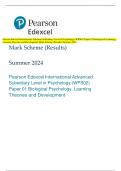 Pearson Edexcel International Advanced Subsidiary Level in Psychology (WPS02) Paper 01 Biological Psychology,  Learning Theories and Development Mark Scheme (Results) Summer 2024