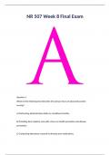 NR 507 Week 8 Final Exam (Updated 2024): Advanced Pathophysiology: Chamberlain College of Nursing (All answers correct, Already graded A)