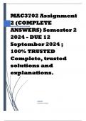 MAC3702 Assignment 2 (COMPLETE ANSWERS) Semester 2 2024 - DUE 12 September 2024 ; 100% TRUSTED Complete, trusted solutions and explanations