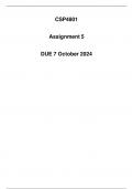 CSP4801 Assignment 4 Due 7 October 2024 (Detailed solution)