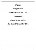 MRL2601 Assignment 2 Due 20 September 2024 (Detailed solution)