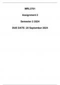 MRL3701 Assignment 2 Due 20 September 2024 (Detailed solution)