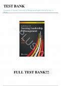 Test Bank - for Essentials of Nursing Leadership & Management Eighth Edition by Sally A. Weiss, All Chapters | Complete Guide A+