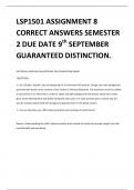 LSP1501 ASSIGNMENT 8 CORRECT ANSWERS SEMESTER 2 DUE DATE 9th SEPTEMBER GUARANTEED DISTINCTION.