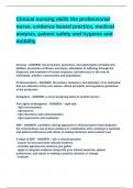 Clinical nursing skills the professional nurse, evidence based practice, medical asepsis, patient safety and hygiene and mobility