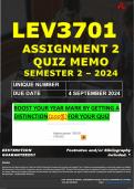 LEV3701 ASSIGNMENT 2 QUIZ MEMO - SEMESTER 2 - 2024 - UNISA - DUE : 6 SEPTEMBER 2024 - ( 100% DISTINCTION GUARANTEED )