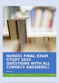 NUR651 FINAL EXAM STUDY 2024 QUESTIONS WITH ALL CORRECT ANSWERS!!