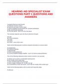 HEARING AID SPECIALIST EXAM QUESTIONS PART 1 QUESTIONS AND ANSWERS