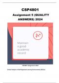 CSP4801 Assignment 5 (QUALITY ANSWERS) 2024- due 7 OCTOBER 2024