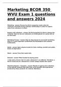 Marketing BCOR 350 WVU Exam 1 questions and answrs 2024