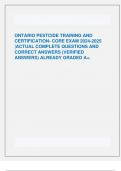 ONTARIO PESTCIDE TRAINING AND  CERTIFICATION- CORE EXAM 2024-2025  |ACTUAL COMPLETE QUESTIONS AND  CORRECT ANSWERS (VERIFIED  ANSWERS) ALREADY GRADED A+.