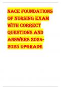 NACE FouNdAtioNs  oF NursiNg ExAm  with CorrECt  QuEstioNs ANd  ANswErs 2024- 2025 upgrAdE. This comprehensive guide provides a detailed overview of critical nursing practices,  emphasizing infection control, patient care techniques, and emergency respons