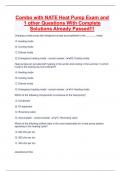 Combo with NATE Heat Pump Exam and 1 other Questions With Complete Solutions Already Passed!!!