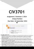 CIV3701 Assignment 2 (ANSWERS) Semester 2 2024 - DISTINCTION GUARANTEED