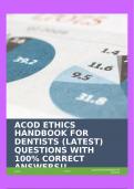 ACOD ETHICS HANDBOOK FOR DENTISTS (LATEST) QUESTIONS WITH 100% CORRECT ANSWERS!!