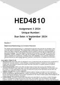  HED4810 Assignment 3 (ANSWERS) 2024 - DISTINCTION GUARANTEED