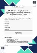 VN 304 Med Surg 2 Quiz 12: Psychological Response to Illness & Psych Disorders Exam