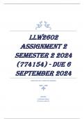 LLW2602 Assignment 2 (COMPLETE ANSWERS) Semester 2 2024 (774154) - DUE 6 September 2024 