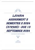 LJU4804 Assignment 2 Semester 2 2024 (572928) - DUE 13 September 2024 QUESTIONS WITH COMPLETE ANSWERS