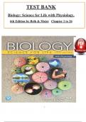 TEST BANK For Biology: Science for Life with Physiology, 6th Edition by Belk & Maier, ISBN: 9780134555430, All 26 Chapters Covered, Verified Latest Edition