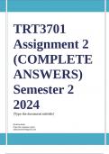 TRT3701 Assignment 2 (COMPLETE ANSWERS) Semester 2 2024 - DUE September 2024 ; 100% TRUSTED Complete, trusted solutions and explanationsEnsure your success with us... 