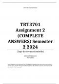 TRT3701 Assignment 2 (COMPLETE ANSWERS) Semester 2 2024 - DUE September 2024 ; 100% TRUSTED Complete, trusted solutions and explanationsEnsure your success with us... 