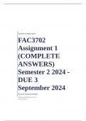 FAC3702 Assignment 1 (COMPLETE ANSWERS) Semester 2 2024 - DUE 3 September 2024 ; 100% TRUSTED Complete, trusted solutions and explanations. 