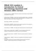 MDLB 1521 module A - Introduction To Clinical Microbiology Questions and Answers 100% Correct