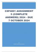 CSP4801 Assignment 5 (COMPLETE ANSWERS) 2024 - DUE 7 October 2024