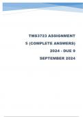 TMS3723 Assignment 5 (COMPLETE ANSWERS) 2024 - DUE 9 September 2024 ALL QUESTIONS ANSWERED 