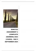 BSW3702 Assignment 2 (COMPLETE ) 2024 (154952) - DUE 5 September 2024 ALL QUESTIONS ANSWERED 