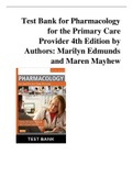 Test Bank for Pharmacology for the Primary Care Provider 4th Edition by Authors: Marilyn Edmunds and Maren Mayhew