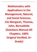 Solutions Manual For Mathematics with Applications In the Management, Natural, and Social Sciences 13th Edition By Margaret, Thomas, John, Bernadette (All Chapters, 100% Original Verified, A+ Grade) 