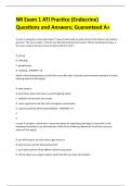 NR Exam 1 ATI Practice (Endocrine) Questions and Answers; Guaranteed A+