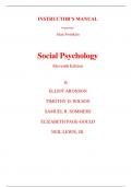 Instructor's Manual For Social Psychology 11th Edition By Elliot Aronson, Timothy Wilson, Robin Akert, Samuel Sommers (All Chapters, 100% Original Verified, A+ Grade)