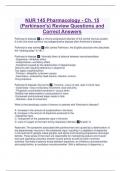 NUR 145 Pharmacology - Ch. 15 (Parkinson's) Review Questions and Correct Answers