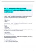 Ch.18 Michigan Laws and Rules Pertinent to Insurance Exam Questions and Answers