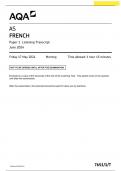 AQA AS FRENCH Paper 1 Listening Transcript June 2024