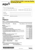 AQA AS FRENCH PAPER 1 Listening, Reading And Writing QP 2024