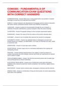 COM1501 - FUNDAMENTALS OF COMMUNICATION EXAM QUESTIONS WITH CORRECT ANSWERS