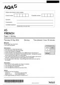 AQA AS FRENCH Paper 2 Writing  7651/2 QP 2024