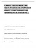 AORN PERIOD 101 FINAL EXAM LATEST UPDATE WITH COMPLETE QUESTIONS AND CORRECT VERIFIED ANSWERS FROM A VERIFIED SOURCE ALREADY GRADED A+