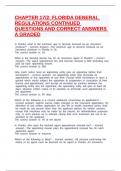 CHAPTER 17/2: FLORIDA GENERAL REGULATIONS CONTINUED QUESTIONS AND CORRECT ANSWERS A GRADED