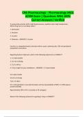 CNS Pharmacology - Pharmacology MCQ ACEM Exam | Questions With 100% Correct Answers| Verified