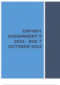 CSP4801 Assignment 5 (COMPLETE ANSWERS) 2024 - DUE 7 October 2024.