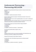 Cardiovascular Pharmacology - Pharmacology MCQ ACEM Questions and answers