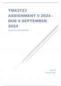 TMS3723 Assignment 5 (COMPLETE ANSWERS) 2024 - DUE 9 September 2024.