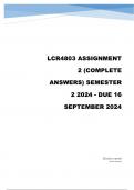 LCR4803 Assignment 2 (COMPLETE ANSWERS) Semester 2 2024 - DUE 16 September 2024 workings, explanations and solutions 